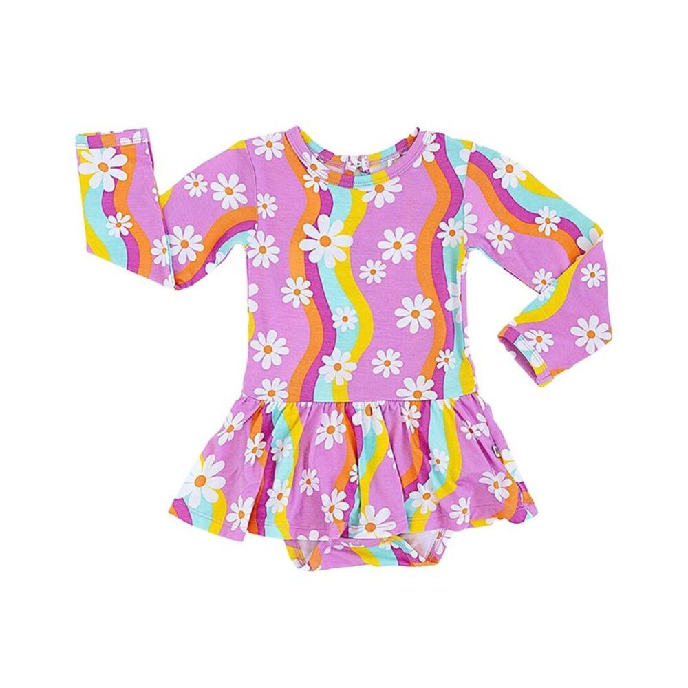 Bums & Roses Girls  Disco Daysies Ruffle Dress, Multicolor